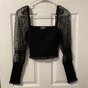 free people polka dot mesh top